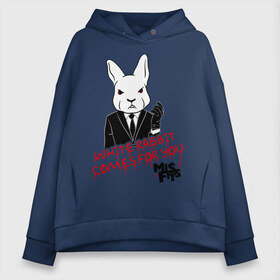 Женское худи Oversize хлопок с принтом Rabbit misfits в Кировске, френч-терри — 70% хлопок, 30% полиэстер. Мягкий теплый начес внутри —100% хлопок | боковые карманы, эластичные манжеты и нижняя кромка, капюшон на магнитной кнопке | misfits