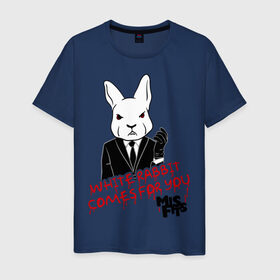 Мужская футболка хлопок с принтом Rabbit misfits в Кировске, 100% хлопок | прямой крой, круглый вырез горловины, длина до линии бедер, слегка спущенное плечо. | misfits