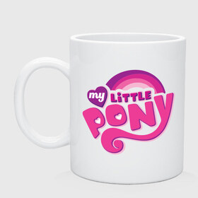 Кружка с принтом My little pony logo в Кировске, керамика | объем — 330 мл, диаметр — 80 мм. Принт наносится на бока кружки, можно сделать два разных изображения | my little pony | my little pony logo | pony | детские | мой маленький пони | пони