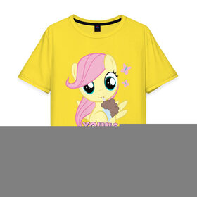 Мужская футболка хлопок Oversize с принтом Young Fluttershy в Кировске, 100% хлопок | свободный крой, круглый ворот, “спинка” длиннее передней части | Тематика изображения на принте: fluttershy | pony | young | young fluttershy | детские | мой маленький пони | пони