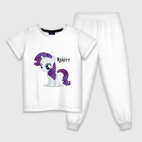 Детская пижама хлопок с принтом Young Rarity в Кировске, 100% хлопок |  брюки и футболка прямого кроя, без карманов, на брюках мягкая резинка на поясе и по низу штанин
 | rarity | young | young rarity | детские | мой маленький пони | пони