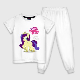 Детская пижама хлопок с принтом Пони в короне в Кировске, 100% хлопок |  брюки и футболка прямого кроя, без карманов, на брюках мягкая резинка на поясе и по низу штанин
 | детские | детям | для детей | корона | мой маленький пони | пони | пони в короне