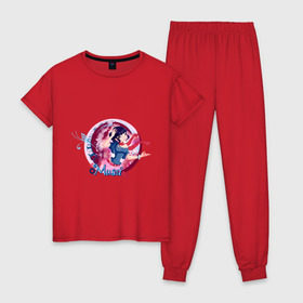 Женская пижама хлопок с принтом WinX - Муза в Кировске, 100% хлопок | брюки и футболка прямого кроя, без карманов, на брюках мягкая резинка на поясе и по низу штанин | 