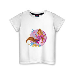 Детская футболка хлопок с принтом WinX - Флора в Кировске, 100% хлопок | круглый вырез горловины, полуприлегающий силуэт, длина до линии бедер | win x | winx | винкс | детские | детям | для детей | феи | флора
