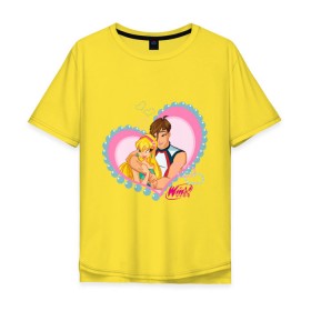 Мужская футболка хлопок Oversize с принтом WinX Love- Стелла в Кировске, 100% хлопок | свободный крой, круглый ворот, “спинка” длиннее передней части | win x | winx | винкс | детские | детям | для детей | феи стелла
