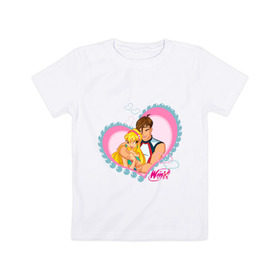 Детская футболка хлопок с принтом WinX Love- Стелла в Кировске, 100% хлопок | круглый вырез горловины, полуприлегающий силуэт, длина до линии бедер | Тематика изображения на принте: win x | winx | винкс | детские | детям | для детей | феи стелла