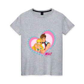 Женская футболка хлопок с принтом WinX Love- Стелла в Кировске, 100% хлопок | прямой крой, круглый вырез горловины, длина до линии бедер, слегка спущенное плечо | win x | winx | винкс | детские | детям | для детей | феи стелла