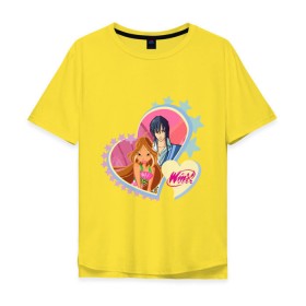 Мужская футболка хлопок Oversize с принтом WinX Love- Флора в Кировске, 100% хлопок | свободный крой, круглый ворот, “спинка” длиннее передней части | 