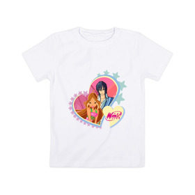 Детская футболка хлопок с принтом WinX Love- Флора в Кировске, 100% хлопок | круглый вырез горловины, полуприлегающий силуэт, длина до линии бедер | Тематика изображения на принте: 