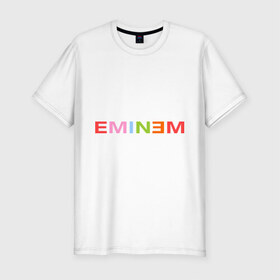 Мужская футболка премиум с принтом Eminem party-colored в Кировске, 92% хлопок, 8% лайкра | приталенный силуэт, круглый вырез ворота, длина до линии бедра, короткий рукав | хип хоп