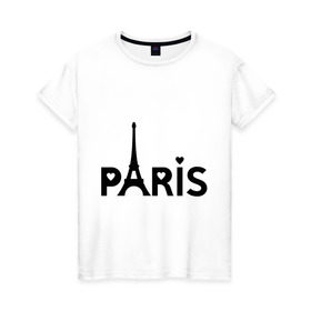 Женская футболка хлопок с принтом Paris logo в Кировске, 100% хлопок | прямой крой, круглый вырез горловины, длина до линии бедер, слегка спущенное плечо | paris | париж | парис | туристические | франция | эйфелева башня