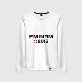 Женский свитшот хлопок с принтом Eminem 2013 в Кировске, 100% хлопок | прямой крой, круглый вырез, на манжетах и по низу широкая трикотажная резинка  | Тематика изображения на принте: 