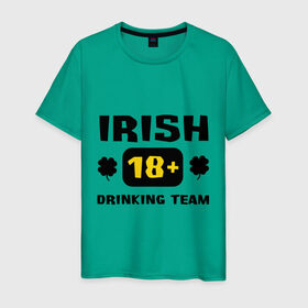 Мужская футболка хлопок с принтом Irish drinking team в Кировске, 100% хлопок | прямой крой, круглый вырез горловины, длина до линии бедер, слегка спущенное плечо. | patricks day | saint patricks day | день патрика | день святого патрика | ирландия | клевер | четырехлистный клевер