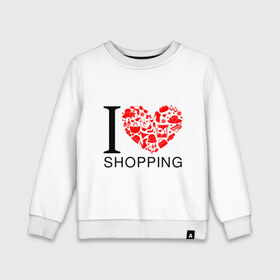 Детский свитшот хлопок с принтом i love shpping я люблю шоппинг в Кировске, 100% хлопок | круглый вырез горловины, эластичные манжеты, пояс и воротник | i love shopping | shopping | девушкам | для девушек | шоппинг