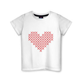 Детская футболка хлопок с принтом Сердце, вышивка крестиком в Кировске, 100% хлопок | круглый вырез горловины, полуприлегающий силуэт, длина до линии бедер | любовь | отношения | рисунок | сердечко