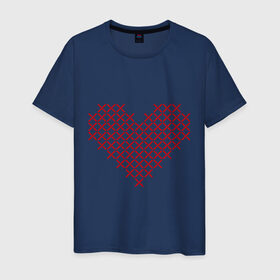 Мужская футболка хлопок с принтом Сердце, вышивка крестиком в Кировске, 100% хлопок | прямой крой, круглый вырез горловины, длина до линии бедер, слегка спущенное плечо. | любовь | отношения | рисунок | сердечко