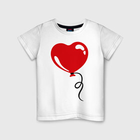 Детская футболка хлопок с принтом Сердце воздушный шар в Кировске, 100% хлопок | круглый вырез горловины, полуприлегающий силуэт, длина до линии бедер | любовь | сердечко | сердце | шарик