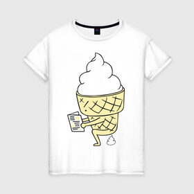 Женская футболка хлопок с принтом Мороженко в Кировске, 100% хлопок | прямой крой, круглый вырез горловины, длина до линии бедер, слегка спущенное плечо | десерт | еда | мороженое | прикольные картинки | рожок