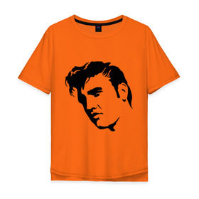 Мужская футболка хлопок Oversize с принтом Элвис Пресли. (Elvis Presley) в Кировске, 100% хлопок | свободный крой, круглый ворот, “спинка” длиннее передней части | rocknroll | лицо | музыка | певец | ретро | рок н ролл