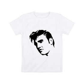Детская футболка хлопок с принтом Элвис Пресли. (Elvis Presley) в Кировске, 100% хлопок | круглый вырез горловины, полуприлегающий силуэт, длина до линии бедер | rocknroll | лицо | музыка | певец | ретро | рок н ролл