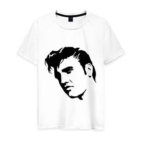 Мужская футболка хлопок с принтом Элвис Пресли. (Elvis Presley) в Кировске, 100% хлопок | прямой крой, круглый вырез горловины, длина до линии бедер, слегка спущенное плечо. | rocknroll | лицо | музыка | певец | ретро | рок н ролл