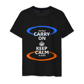 Мужская футболка хлопок с принтом Keep calm... (portal) в Кировске, 100% хлопок | прямой крой, круглый вырез горловины, длина до линии бедер, слегка спущенное плечо. | keep calm | keep calm porta | сохраняйте спокойствиеl