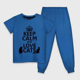 Детская пижама хлопок с принтом Keep calm and love cats. в Кировске, 100% хлопок |  брюки и футболка прямого кроя, без карманов, на брюках мягкая резинка на поясе и по низу штанин
 | keep calm | keep calm and love cats | сохраняйте спокойствие