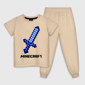 Детская пижама хлопок с принтом Меч minecraft в Кировске, 100% хлопок |  брюки и футболка прямого кроя, без карманов, на брюках мягкая резинка на поясе и по низу штанин
 | boom | minecraft | игры | компьютерные игры | майнкрафт