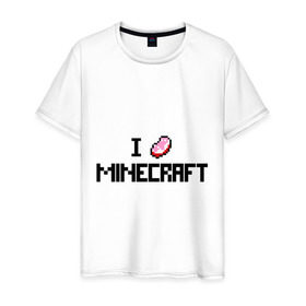 Мужская футболка хлопок с принтом I love minecraft в Кировске, 100% хлопок | прямой крой, круглый вырез горловины, длина до линии бедер, слегка спущенное плечо. | boom | i love minecraft | minecraft | игры | компьютерные игры | майнкрафт | я люблю майнкрафт