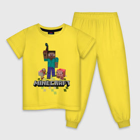 Детская пижама хлопок с принтом Шахтёрское ремесло в Кировске, 100% хлопок |  брюки и футболка прямого кроя, без карманов, на брюках мягкая резинка на поясе и по низу штанин
 | boom | minecraft | игры | компьютерные игры | майнкрафт