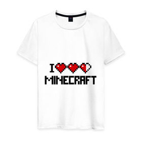 Мужская футболка хлопок с принтом Я люблю minecraft в Кировске, 100% хлопок | прямой крой, круглый вырез горловины, длина до линии бедер, слегка спущенное плечо. | boom | i love minecraft | minecraft | игры | компьютерные игры | майнкрафт | я люблю майнкрафт