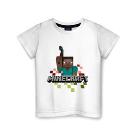 Детская футболка хлопок с принтом Шахтёр minecraft в Кировске, 100% хлопок | круглый вырез горловины, полуприлегающий силуэт, длина до линии бедер | boom | minecraft | игры | компьютерные игры | майнкрафт