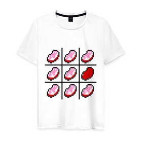 Мужская футболка хлопок с принтом Сердца minecraft в Кировске, 100% хлопок | прямой крой, круглый вырез горловины, длина до линии бедер, слегка спущенное плечо. | boom | minecraft | игры | компьютерные игры | майнкрафт