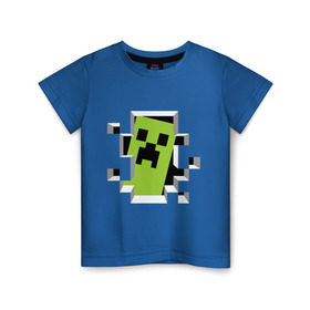 Детская футболка хлопок с принтом Crash Minecraft в Кировске, 100% хлопок | круглый вырез горловины, полуприлегающий силуэт, длина до линии бедер | boom | media | minecraft | игры | компьютерные игры | майнкрафт