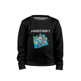 Детский свитшот хлопок с принтом Heroes of Minecraft в Кировске, 100% хлопок | круглый вырез горловины, эластичные манжеты, пояс и воротник | Тематика изображения на принте: boom | minecraft | игры | компьютерные игры | майнкрафт
