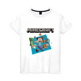Женская футболка хлопок с принтом Heroes of Minecraft в Кировске, 100% хлопок | прямой крой, круглый вырез горловины, длина до линии бедер, слегка спущенное плечо | boom | minecraft | игры | компьютерные игры | майнкрафт