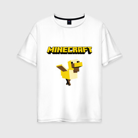 Женская футболка хлопок Oversize с принтом Minecraft duck в Кировске, 100% хлопок | свободный крой, круглый ворот, спущенный рукав, длина до линии бедер
 | Тематика изображения на принте: boom | minecraft | игры | компьютерные игры | майнкрафт