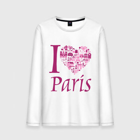 Мужской лонгслив хлопок с принтом люблю Париж в Кировске, 100% хлопок |  | Тематика изображения на принте: i love paris | i paris | люблю париж | я люблю париж