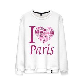Мужской свитшот хлопок с принтом люблю Париж в Кировске, 100% хлопок |  | i love paris | i paris | люблю париж | я люблю париж