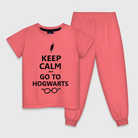 Детская пижама хлопок с принтом Keep calm and go to hogwarts. в Кировске, 100% хлопок |  брюки и футболка прямого кроя, без карманов, на брюках мягкая резинка на поясе и по низу штанин
 | Тематика изображения на принте: keep calm | сохраняйте спокойствие