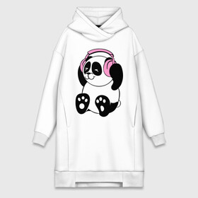 Платье-худи хлопок с принтом Panda in headphones (панда в наушниках) в Кировске,  |  | Тематика изображения на принте: панда