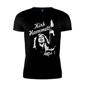 Мужская футболка премиум с принтом Kirk Hammett (Metallica) в Кировске, 92% хлопок, 8% лайкра | приталенный силуэт, круглый вырез ворота, длина до линии бедра, короткий рукав | металлика