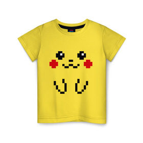 Детская футболка хлопок с принтом Bit Pikachu в Кировске, 100% хлопок | круглый вырез горловины, полуприлегающий силуэт, длина до линии бедер | 8 бит | pockemon | пикачу. покемоны | пиксели | покемон
