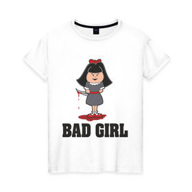 Женская футболка хлопок с принтом Bad girl плохая девочка в Кировске, 100% хлопок | прямой крой, круглый вырез горловины, длина до линии бедер, слегка спущенное плечо | bad girl | girl | девочка