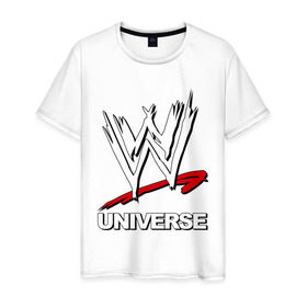 Мужская футболка хлопок с принтом WWE universe в Кировске, 100% хлопок | прямой крой, круглый вырез горловины, длина до линии бедер, слегка спущенное плечо. | джон сина