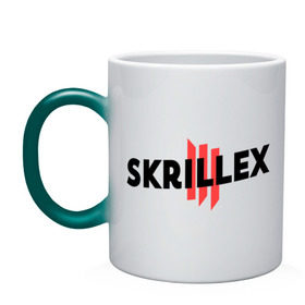 Кружка хамелеон с принтом Skrillex logo 2 в Кировске, керамика | меняет цвет при нагревании, емкость 330 мл | dub step | dubstep | skrilex | skrillex | даб степ | дабстеп | ди джей | диджей | музыка | скриллекс