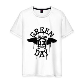 Мужская футболка хлопок с принтом Green day class of 13 в Кировске, 100% хлопок | прямой крой, круглый вырез горловины, длина до линии бедер, слегка спущенное плечо. | Тематика изображения на принте: green day | rock | грин дэй | музыка | подкова | рок группа
