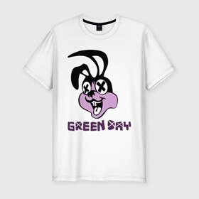 Мужская футболка премиум с принтом Green day rabbit в Кировске, 92% хлопок, 8% лайкра | приталенный силуэт, круглый вырез ворота, длина до линии бедра, короткий рукав | Тематика изображения на принте: green day | rock | грин дэй | кролик | музыка | рок группа