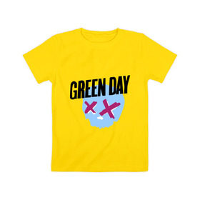 Детская футболка хлопок с принтом Green day skull в Кировске, 100% хлопок | круглый вырез горловины, полуприлегающий силуэт, длина до линии бедер | Тематика изображения на принте: green day | rock | грин дэй | музыка | рок группа