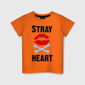 Детская футболка хлопок с принтом Stray heart в Кировске, 100% хлопок | круглый вырез горловины, полуприлегающий силуэт, длина до линии бедер | green day | rock | грин дэй | губы | кости | музыка | поцелуйчик | рок группа